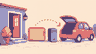 Pixel art of a computer pickup and drop-off